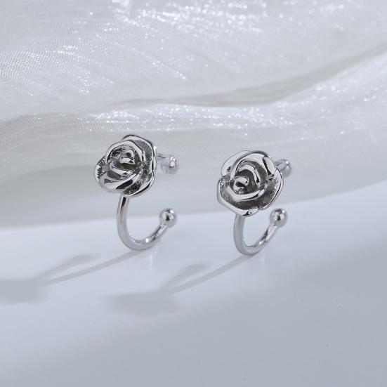 

1 шт., зажим для ушей, непирсинг, элегантный яркий блеск, гальваника, универсальный декоративный подарок, женская роза