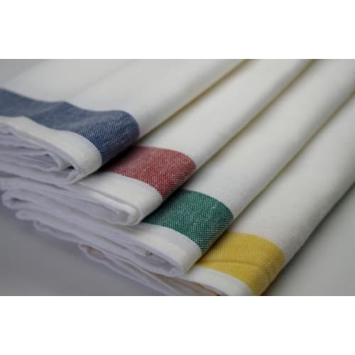 Made in Japan, Linen Blend Glass Towels, 50% Cotton, 50% Linen, 40x70cm, Professional/Commercial Use [10-Count] (Yellow Border)