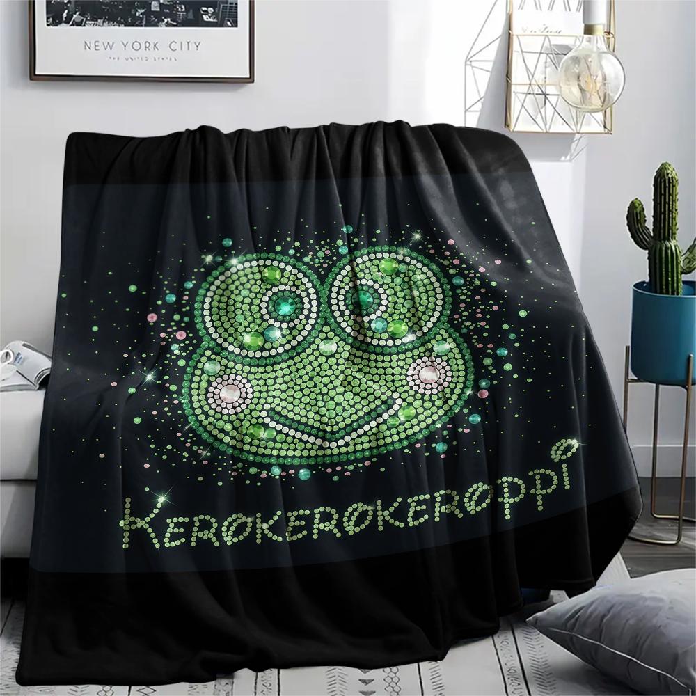 1PC Keroppi Print Flannel Blanket, High Quality All Seasons, Home Decor, Warmth and Comfort, Perfect for Christmas Gifts