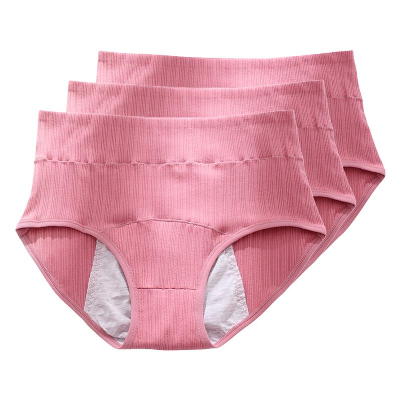 3Pcs Women's High Waist Briefs Panties Breathable Soft Fabric Underwear