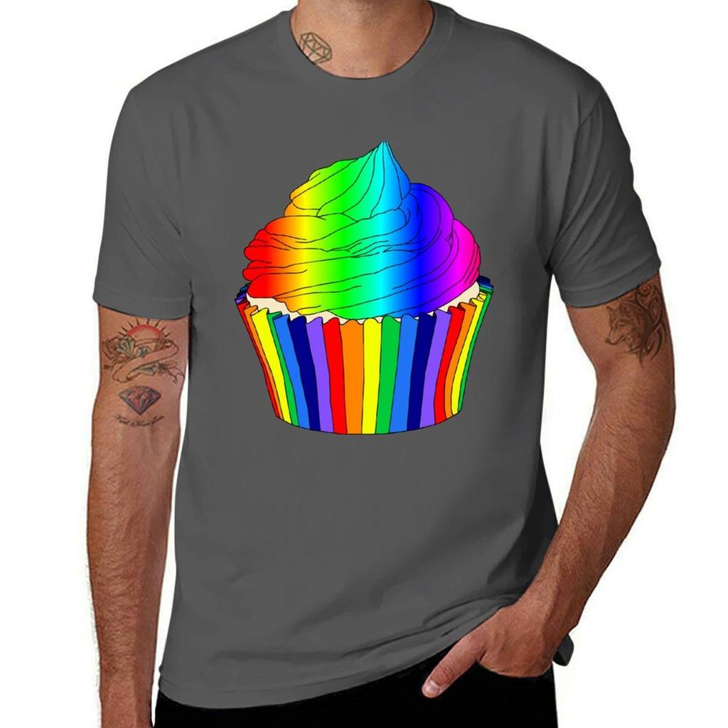 Helles Rainbow Ombre Cupcake T-Shirt Work Outdoor Kurzarm-T-Shirt