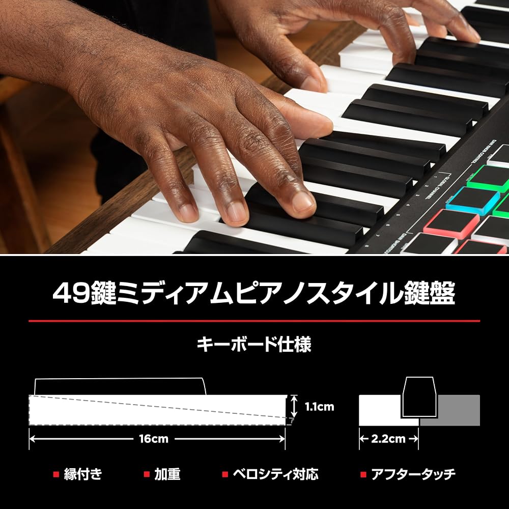 M-AUDIO USB MIDI Keyboard Controller 49 Key Velocity Compatible Pad with Native Instruments Sound...