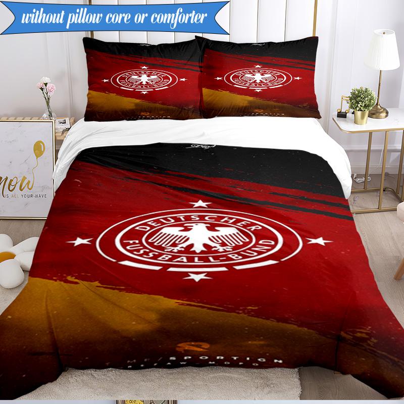 3-teiliges Weiches Bettwäsche-Set mit Aufdruck des Deutschen Fußball-Emblems, Enthält 1 Bettbezug und 2 Kissenbezüge, Perfekt für Schlafzimmer, Wohnheim, Geschenk für Fans