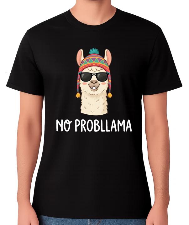 No Probllama T-Shirt Funny Llama Animal Pun Humour Unisex Tee XXL