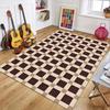 Klassischer Schachbrett-Geometrischer Quadratischer Teppich Waschbar Rutschfest Innenbodenmatte für Bauernhaus Wohnzimmer Schlafzimmer Heimdekoration