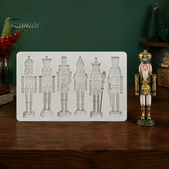 Holiday Crafting Molds Nutcracker Fondant Molds, Christmas Soldier Pattern Silicone Xmas Resin Baking Figurine Multicolor Cake Decor Mold for