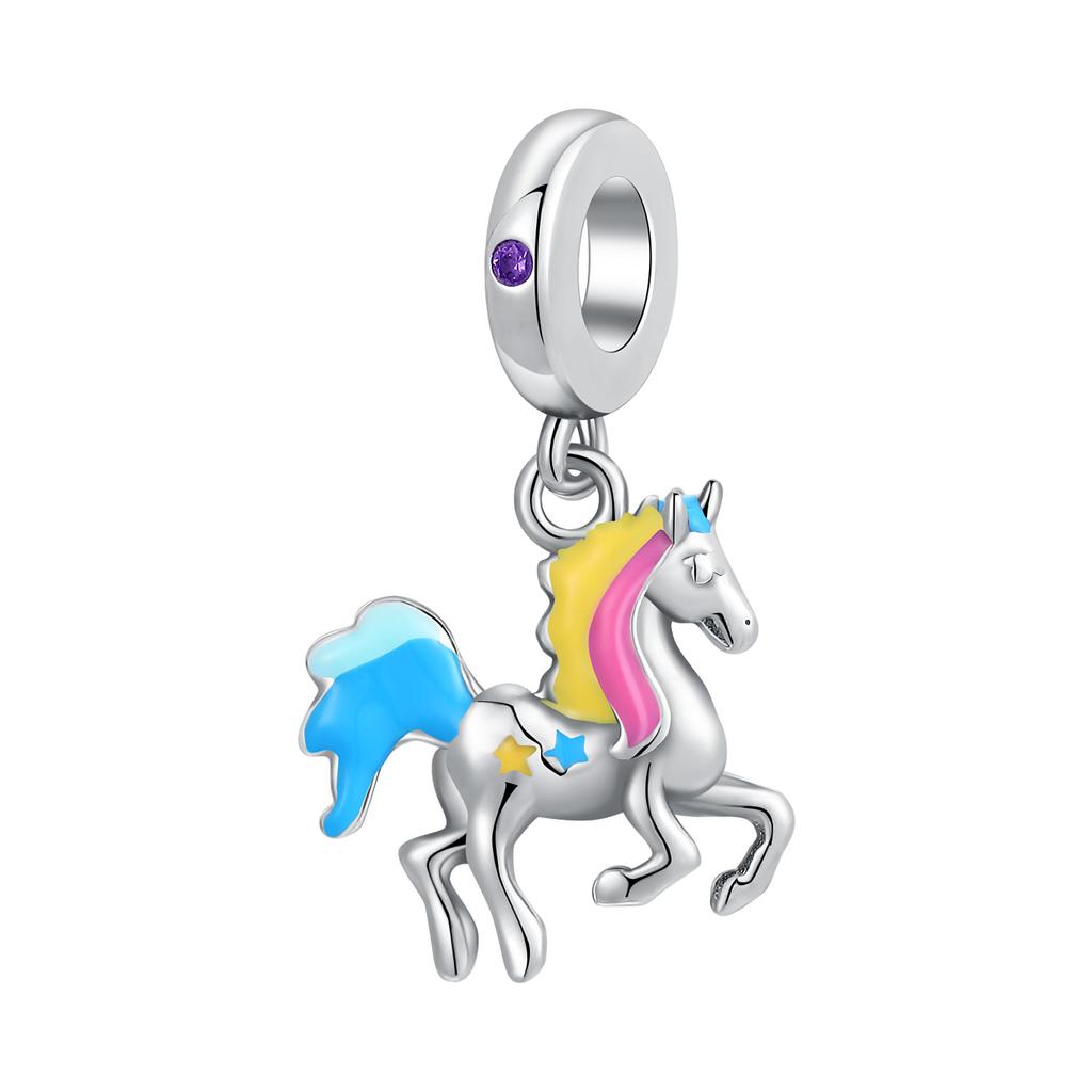Brand New Copper Metal Cat Rainbow Horse Charm Bead Component Of Ley Chain Bead Component Compatible With Authentic Original Bracelet High Quality