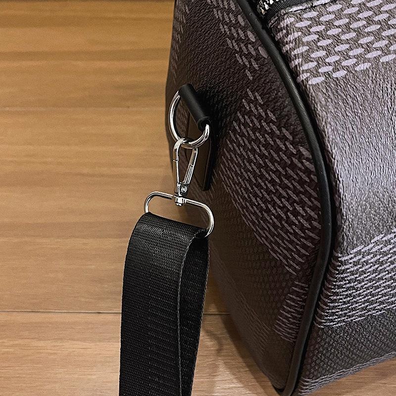 Checkered Leather Water-Resistant Crossbody Travel & Gym Bag Pillow Bag