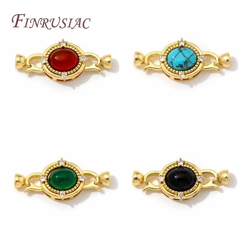 18K Real Gold Plated Inlaid Natural Stone Jewelry Clasps Fasteners For Bracelets Accessories,Locks For Jewelry,Necklace Findings