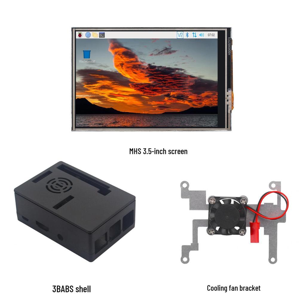 Raspberry Pi 5/4B 3,5" Touchscreen-Display 480x320 Auflösung mit GPIO, Halterung & Lüfter