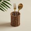 Vintage Rattan Chopstick Holder, Kitchen Utensil Storage Basket, Tabletop Cutlery Caddy for Dining Hanging Baskets