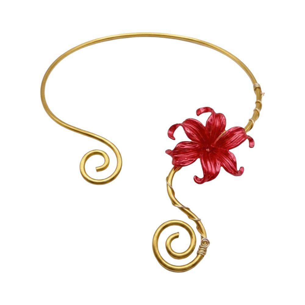 Multi Layered Flower Collarbone Chain Spiral Zinc Zinc Alloy Neck Personalized Iris Flower Necklace Daily