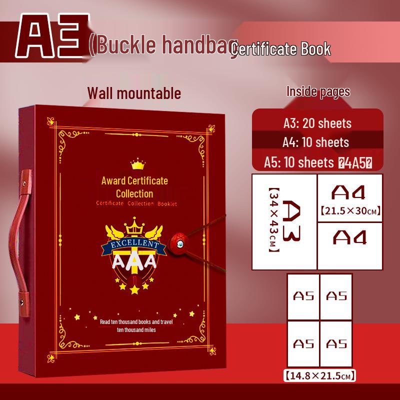 A3 Kids' Certificate Collection Album - Wall Hanging & Loose-leaf Honor Display