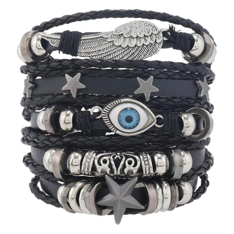 Xiyin Temu European and American Trend Retro Fashion Punk Style Leather Bracelet