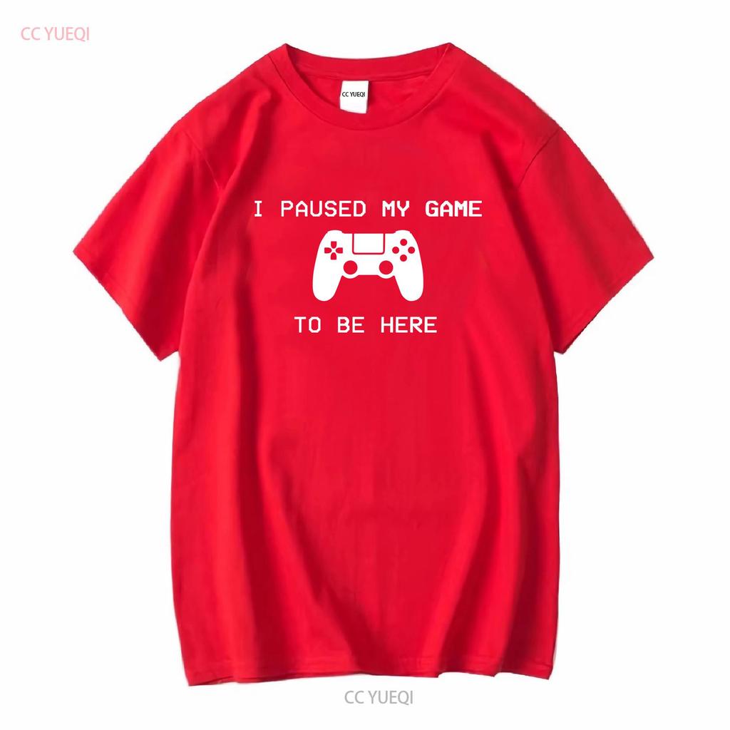 I Paused My Game To Be Here Play 5 Funny PS5 Station Gamer T Shirt Vintage Washed Versatile Stretched Unisex Homme Fashion
