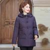 New Loose Hooded Down Jacket Female Short Buckle Middle-aged and Elderly Mothers Fashion Embroidery Winter Coat.