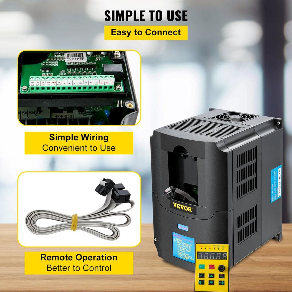 Variable Frequency Drive, AC 220V Input 4KW Variable Frequency CNC Drive Inverter Converter, VFD 5.5HP 1 or 3 Phase Input, 3 Phase Output, CNC Motor