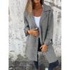 2026 Autumn Winter New Women's Solid Color Lapel Cardigan with Pockets Single Breasted Mid-Length Outerwear