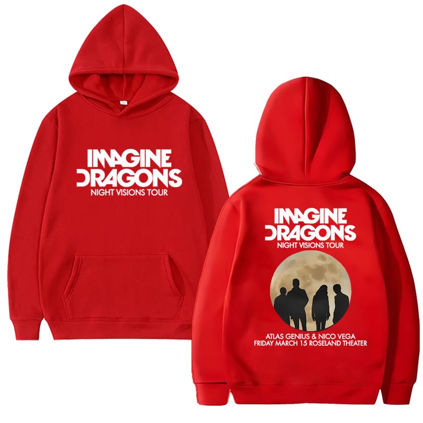 

Rock band Imagine Dragons World Tour Double Sided Graphic Hoodie Men women hip hop punk streetwear Unisex Fleece Casual pullover S