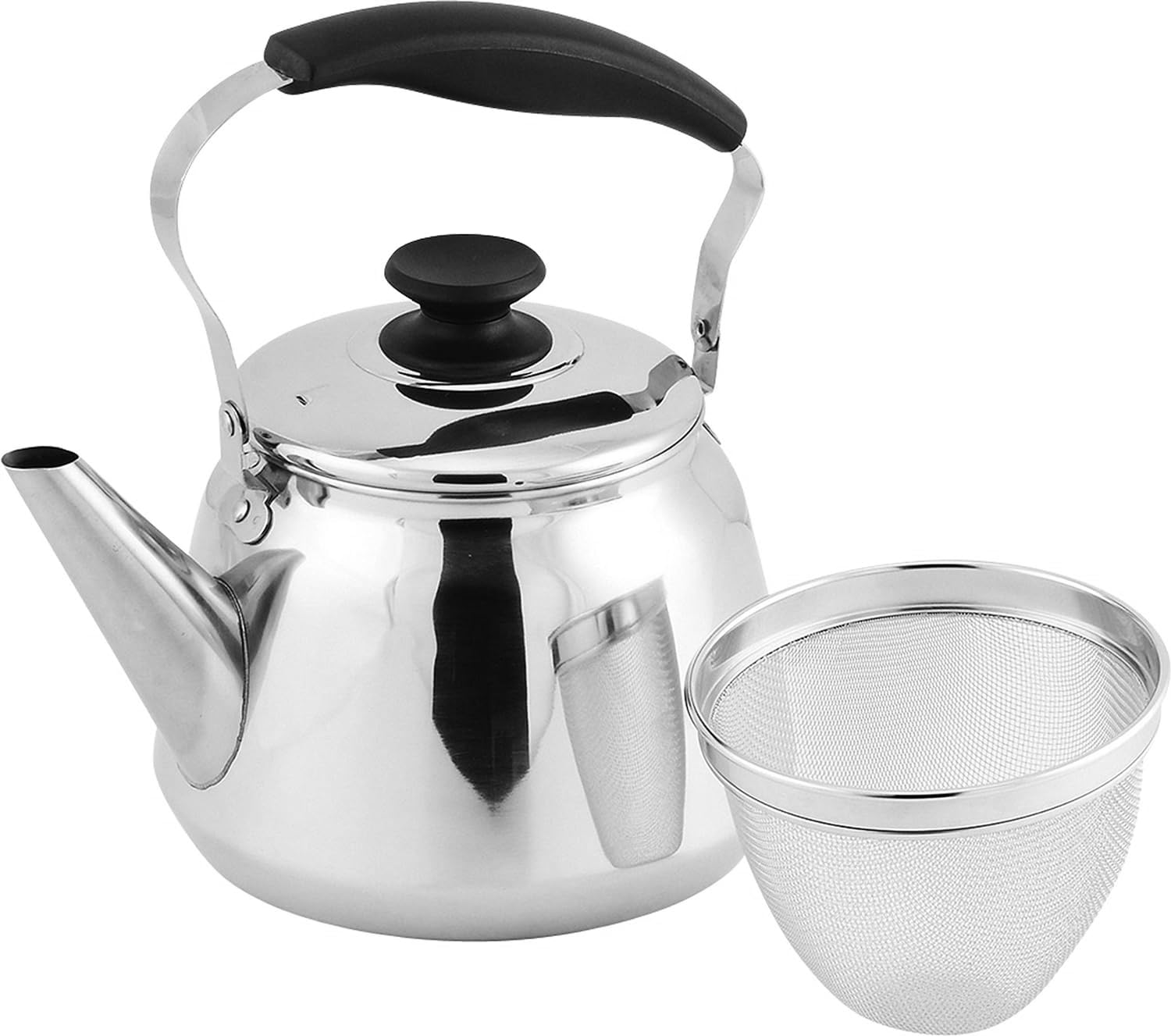 

Pearl Metal with Tea Stainless Induction Fretty III Wide-Mouth Kettle, 3.0L, Strainer, 18-8 Steel, Compatible, HB-5646