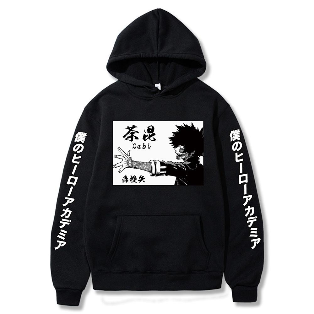 Harajuku Anime My Hero Academia Dabi Bedruckte Kapuzenjacke Herren Damen Übergroße Hoodies Y2k Streetwear Klassisch Schlichtes Unisex Sweatshirt