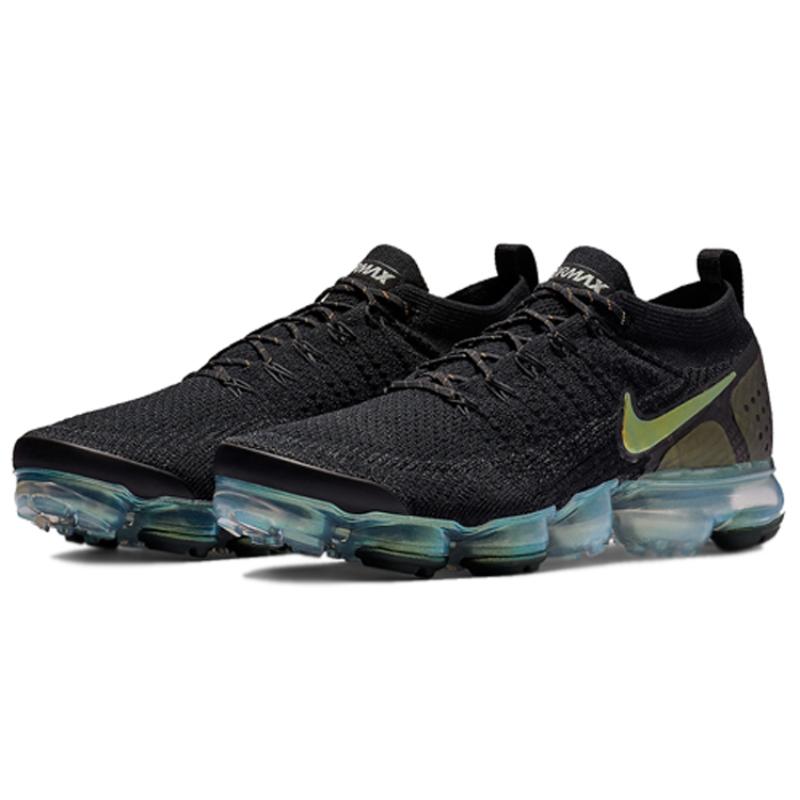 Nike Air VaporMax Flyknit 2 Black Metallic Silver Multi Color Running Shoes 942842-015