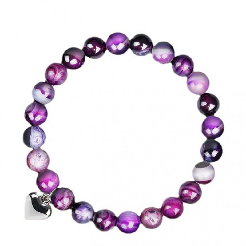 Natural Purple Agate 8mm Handmade Bracelet – Christmas Friendship Gift for Teens