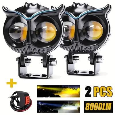 Motorcycles Led Headlight Spotlight Car Dual Color Owl Fog Light for Car Scooter Auxiliary Lamp Motorcycle Accessories Lights