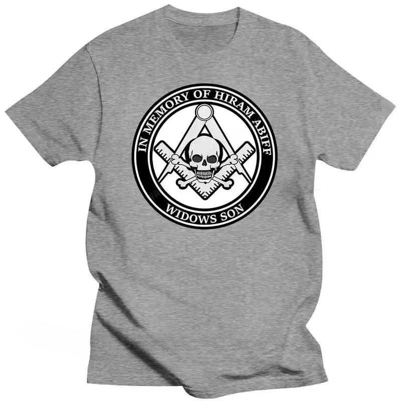 Mens In Memory of Hiram Abiff Widows Son T Shirt Masonic Mason Men's O-neck Short Sleeve Brand T-shirt Men's Cotton Tee Shirts