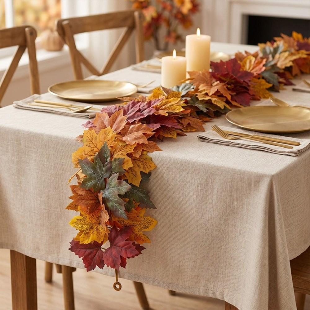 Vibrant Autumn Leaf Hanging Vine Flexible Faux Fall Leaves Strings Outdoor Decor