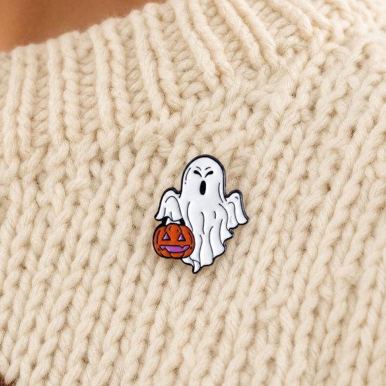 Halloween Cartoon Ghost Brooch, Spooky Pumpkin Tombstone Lapel Pin, Clothes Backpack Bag Decoration Accessories, Holiday Party Gift