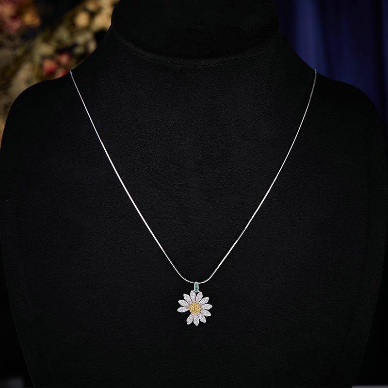 Summer Daisy Sunflower Jewelry Set - Earrings, Necklace Ring, Niche Light Luxury, Sterling Silver Clavicle Chain, Fashion Women's Jewelry Collection