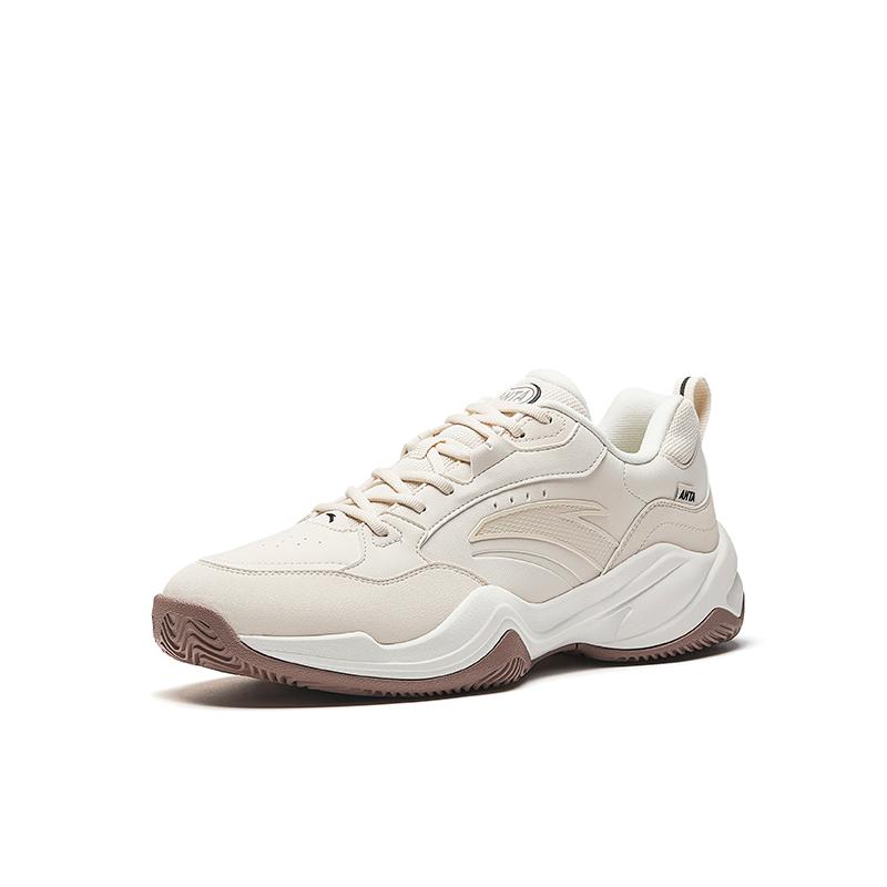 Anta Variety Training Collection Cushioning, Wear Resistant Low top Tennis Shoes Men's Fish Belly Ivory White 912543305-1