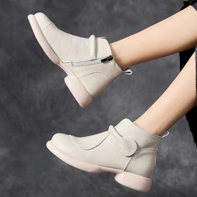 Neue Stiefeletten mit Reißverschluss Damen bequeme Echtlederschuhe Frauen Herbst wasserdichte Chelsea Kurzplüschstiefel Frau