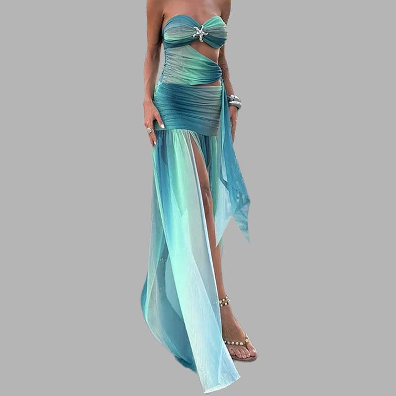 Spring New Slim and Fashionable Slim Temperament Slit Sexy Sleeveless Long Dress for Women