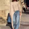 Women's Fashion Casual Solid Color Irregular Hem Long Sleeve Top
