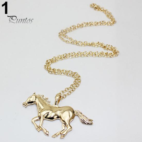 Women's Luxury Running Horse Pendant Long Sweater Chain Necklace Fashion Jewelry