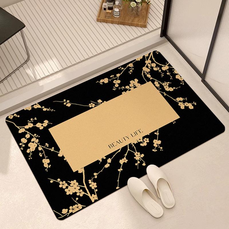 Chinese Style Flowers Plants Carpet Living Room Sofa Bedroom Study Bathroom Kitchen Entrance Door Mat Non-slip Home Decor Rug