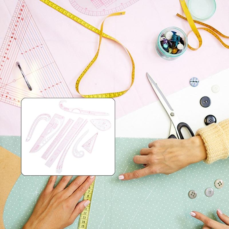 Plastic Sewing Ruler Set 9PCs Flexible Measuring Tools For Garment Designers
