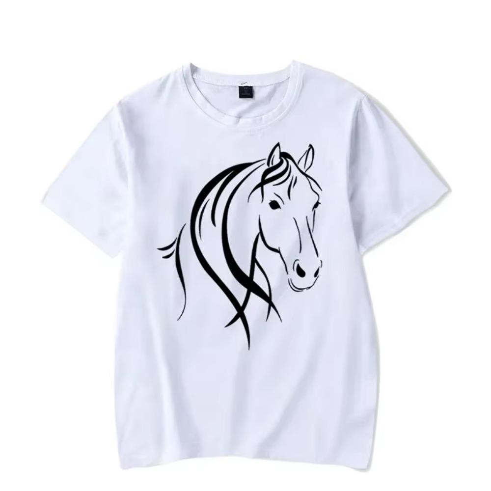 Herren T-Shirt Pferde Kawaii T-Shirt Herren Damen T-Shirt Pferde Grafik Herren T-Shirts Klassisches Oversized T-Shirt Camisetas Masculino