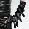 Gothic Punk Pu Leather Long Gloves Woman Techwear Style Adjustable Leather Strap Fingerless Gloves Hip Hop Cosplay Arm Sleeves