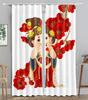 Chinese Animated Maid TraditionalOpera Blackout Window Panel Curtain Living Room Room Bedroom Bathroom Kicthen Door Cupboard Decor Hooks
