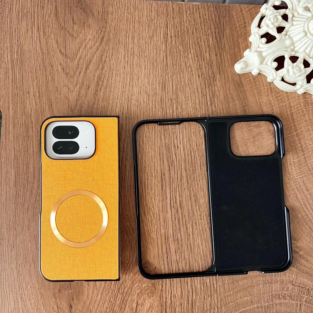Magsafe Magnetic Plain Leather Case For Google Pixel 10 Pro Fold Pixel10 Pro Fold  Cloth Wireless Charging Cover