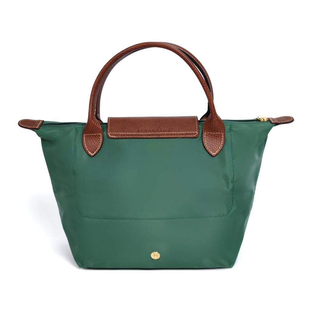 Longchamp Le Pliage Original Minimalist Commuter Logo Textured Nylon Canvas And Leather Dumpling Tote Bag Small Women Tote Bags Sage 1621089P84