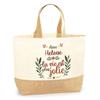 Tote Bag / Jute Bag - PLANETEE - Héloïse - Print « Life Is Prettier » - Natural Jute - Eco-responsible