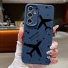 For Samsung S25 S24 FE S23 Ultra S22 A56 A36 A16 A15 A55 Phone Case Airplane Pattern Soft Slim Shockproof Matte TPU Leather Texture Back Cover