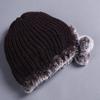 Frauen Herbst Winter Wärme Verdickte Gehörschutz Pelz Gras Rex Kaninchen Haar Hut Drei Ball Runde Strickmütze