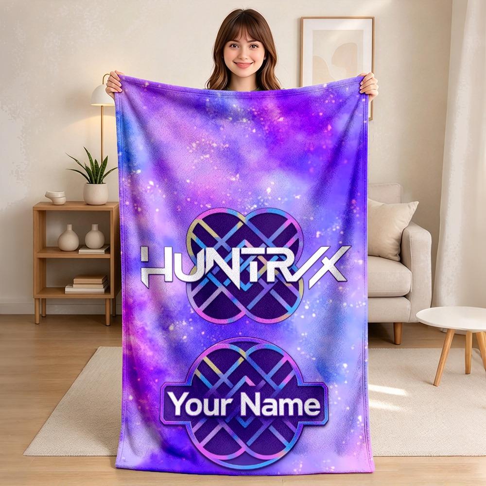 Custom Name Huntrx Custom Flannel Fleece Throw Blanket with Personalized, Soft Cozy Blanket for Home Decor Birthday Gift