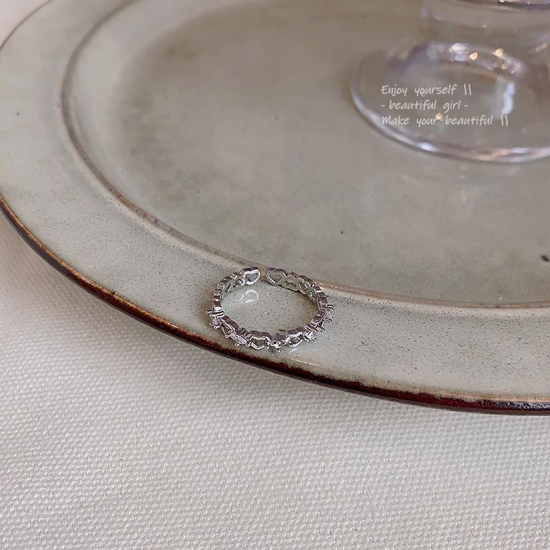 Korean Celebrity Style Love Zircon Flower Ring