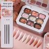 Palette Pittura Gel Gradiente 9 Colori con Mini Spugnetta Set Pennelli in Silicone Smalto Gel per Unghie French Ombre per Manicure Pigmentata
